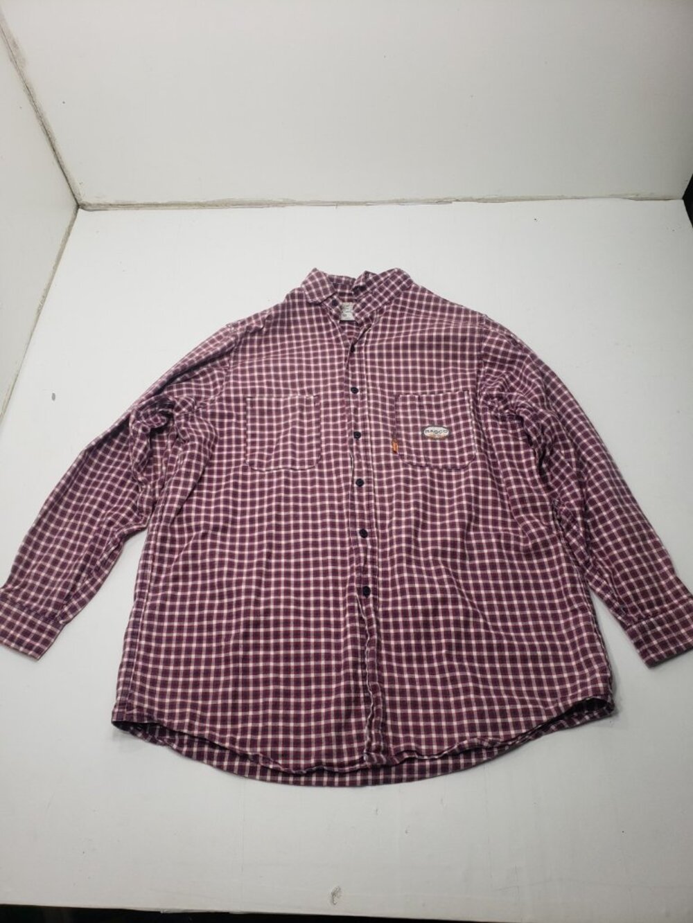 RASCO FR Plaid Button Front Work Shirt Men’s XL Flame Resistant NFPA 2112